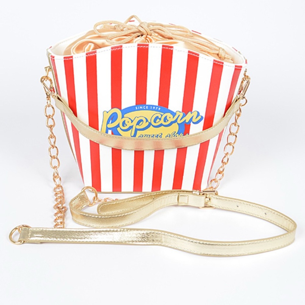 Gold and Red Striped Popcorn Bag